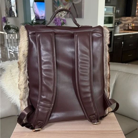 Faux Fur and Brown Leather Bag Set - Picture 13 of 13